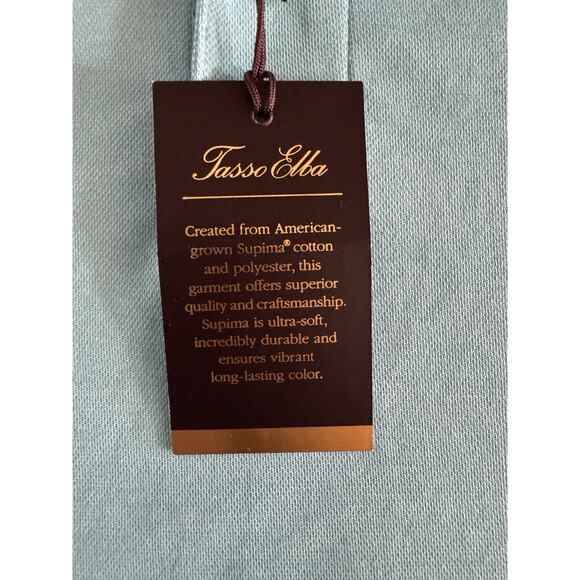 Tasso Elba Supima Cotton Blend LS Luxury Polo Shirt XL Menthol Blue NWT $59.50 - Picture 8 of 8